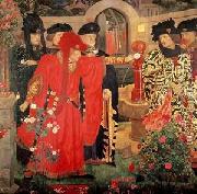 Henry Arthur Payne Plucking the Red and White Roses in the Old Temple Gardens France oil painting artist
